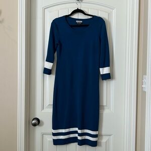 Allison Brittney Blue Dress with White Trim